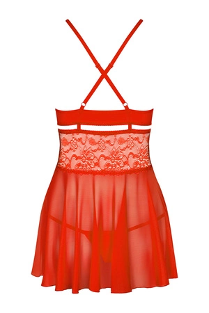 Obsessive 838-BAB-3 Nocna komplet koszulka + stringi, czerwony