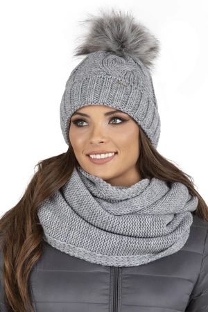 Vivisence 7014 Kmpl+R Komplet czapka+komin+rękawiczki, jasnoszary