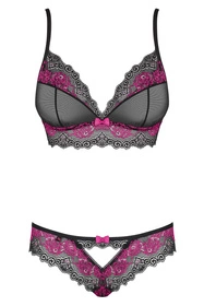 Obsessive Tulia set Nocna komplet biustonosz + stringi, czarny