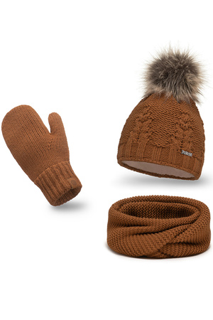 Pamami 17549+14603+20680 Komplet czapka+komin+r�kawiczki, 054 karmel