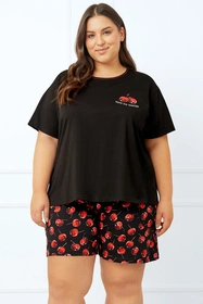 Italian Fashion Cherry kr.r. kr.sp. Nocna piżama, czarny/druk