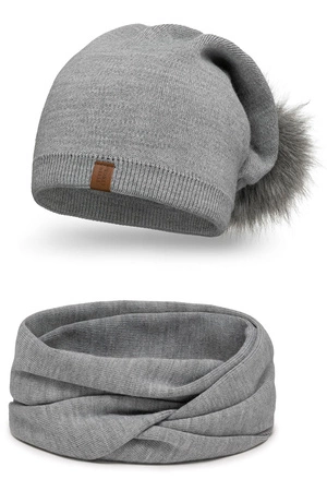 Vivisence 70105Kmpl Komplet czapka+komin, jasnoszary