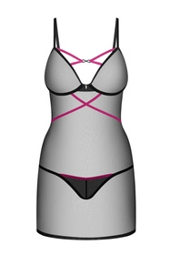 Obsessive Novenes chemise Nocna komplet koszulka + stringi, black