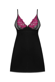 Obsessive Rosenty chemise Nocna komplet koszulka + stringi, czarny