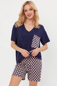 Italian Fashion Milda kr.r. kr.sp. Nocna piżama, granat/druk