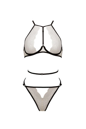 Passion Chika set Nocna komplet biustonosz + figi, cream