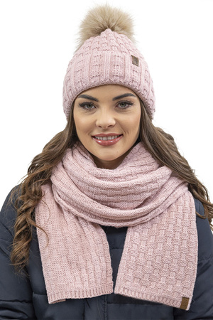Vivisence 7015Kmpl Komplet czapka+szalik, pudrowy r�