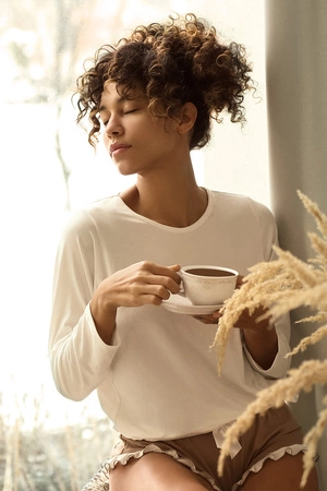 Dkaren Ronnie Nocna komplet koszulka + szorty, cappucino