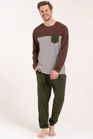 Moraj PDM4600-018 Nocna piżama, patt 1-brown/grey/green