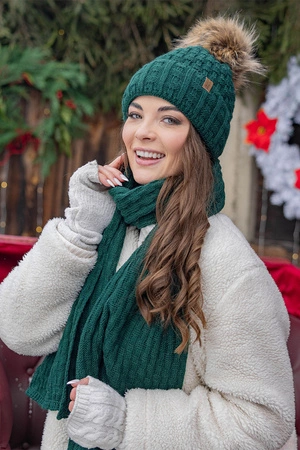 Vivisence 7015Kmpl Komplet czapka+szalik, zielony