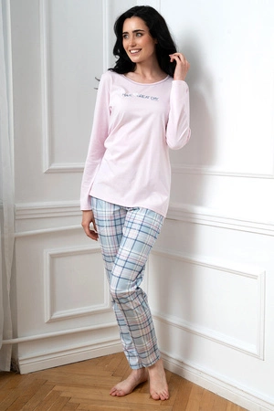 Italian Fashion Glamour dł.r. dł.sp. Nocna piżama, róż/druk