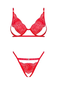 Obsessive Mellania set Nocna komplet biustonosz + figi, czerwony