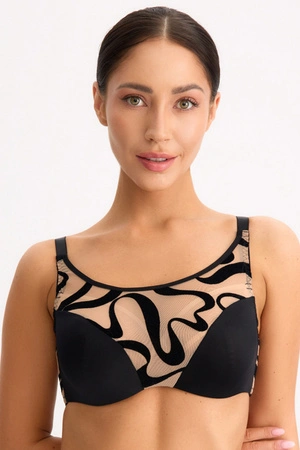 Bella Misteria 68-155 Czarny Agat Biustonosz miękki, czarno-beżowy