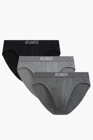 Atlantic 3BMP-094 3-pack Majtki slipy, czarny/szary melanż/ciemnoszary melanż
