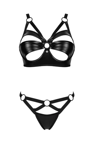 Obsessive Armares 2-pcs set Nocna komplet biustonosz + stringi, czarny