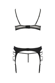 Avanua Quella set Nocna komplet biustonosz + stringi + pas do pończoch, black