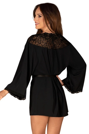 Obsessive Bellastia peignoir Nocna peniuar, czarny