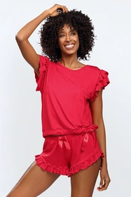 Dkaren Lulu Nocna komplet koszulka + szorty, czerwony