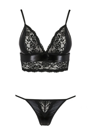 Passion Asuna set Nocna komplet biustonosz + stringi, black