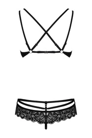 Obsessive 860-SET-1 Nocna komplet biustonosz + stringi, czarny