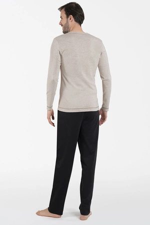 Italian Fashion Zermat dł.r. dł.sp. Nocna piżama, beż melanż/czarny