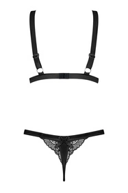 Obsessive Eloissa 2-pcs set Nocna komplet biustonosz + stringi, czarny