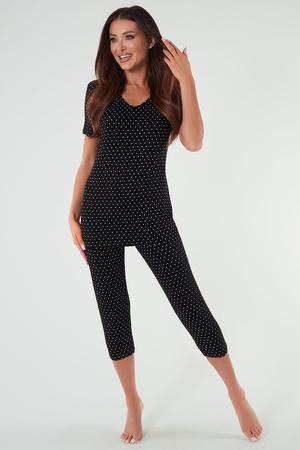 Italian Fashion Puntini kr.r. sp.3/4 Nocna pi�ama, druk/czarny