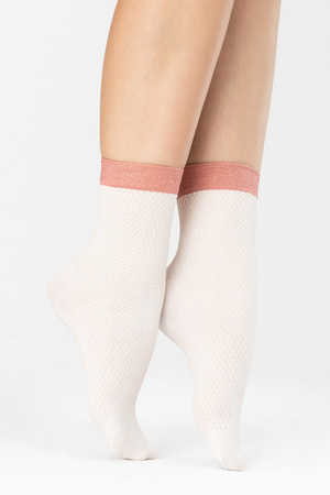 Fiore Biscuitt 60 DEN G1137 Wyr�b po�czoszniczy skarpetki, ecru/pink