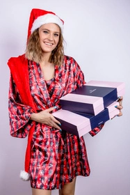 Dkaren DK-P-012 Nocna peniuar, czerwono-czarny