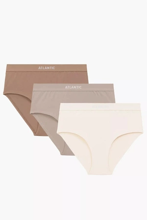 Atlantic 3CLP-009B 3-pack Majtki wysokie figi, ecru/beżowy/ciemnobeżowy