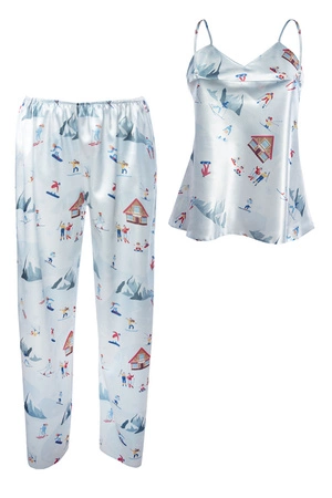 Dkaren DK-KI-015 Nocna komplet top + spodnie, biały-wzór