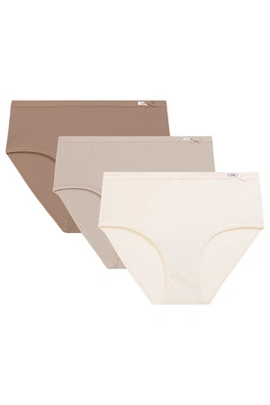 Atlantic 3CLP-016B 3-pack Majtki wysokie figi, ecru/beżowy/beżowy ciemny