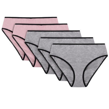 Vivisence 4016 5-pack Majtki figi, gumka czarna: szary/szary/szary/róż/róż
