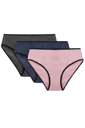 Vivisence 4016 3-pack Majtki figi, gumka czarna: r�/granat/grafit