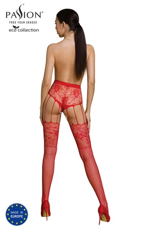 Passion ECO S004 Wyrób pończoszniczy pończochy z pasem, red