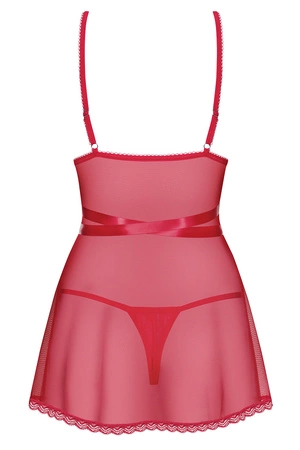 Obsessive Lovlea babydoll Nocna komplet koszulka + stringi, czerwony