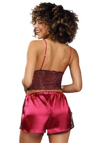 Dkaren Patty Nocna komplet top + szorty, bordo