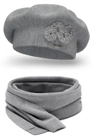 Vivisence 7006Kmpl Komplet beret+szalik, jasnoszary