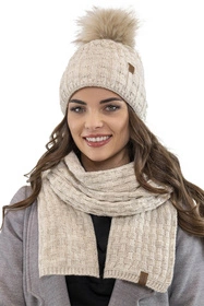 Vivisence 7015 Kmpl+R Komplet czapka+szalik+rękawiczki, beżowy