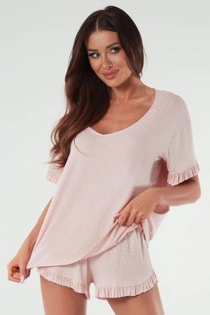 Italian Fashion Puntini kr.r. kr.sp. Nocna piżama, druk/pudrowy róż