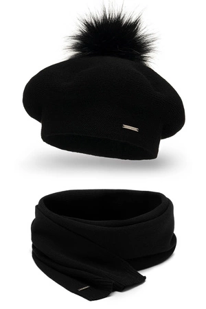 Vivisence 7035Kmpl Komplet beret+szalik, czarny