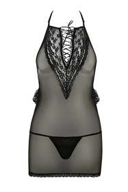 Passion Erza chemise Nocna komplet koszulka + stringi, black