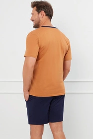 Italian Fashion Juliusz kr.r. kr.sp. Nocna piżama, koniak/granat