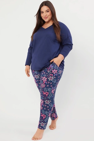 Italian Fashion Folk dł.r. dł.sp. Nocna piżama, granat/druk