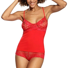 Dkaren Wiktoria Nocna komplet top + szorty, czerwony