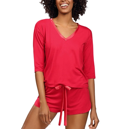 Dkaren Edith Nocna komplet koszulka + szorty, czerwony