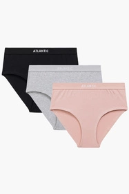 Atlantic 3CLP-009 3-pack Majtki wysokie figi, czarny/różowy/szary melanż
