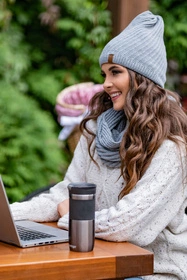 Vivisence 7017Kmpl Komplet czapka+komin, jasnoszary