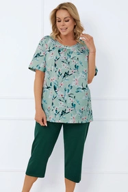 Italian Fashion Alwea kr.r. sp.3/4 Nocna piżama, druk/c.zielony