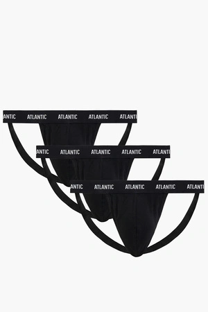 Atlantic 3BMP-1571 Jockstrap 3-pack Majtki slipy otwarte, czarny